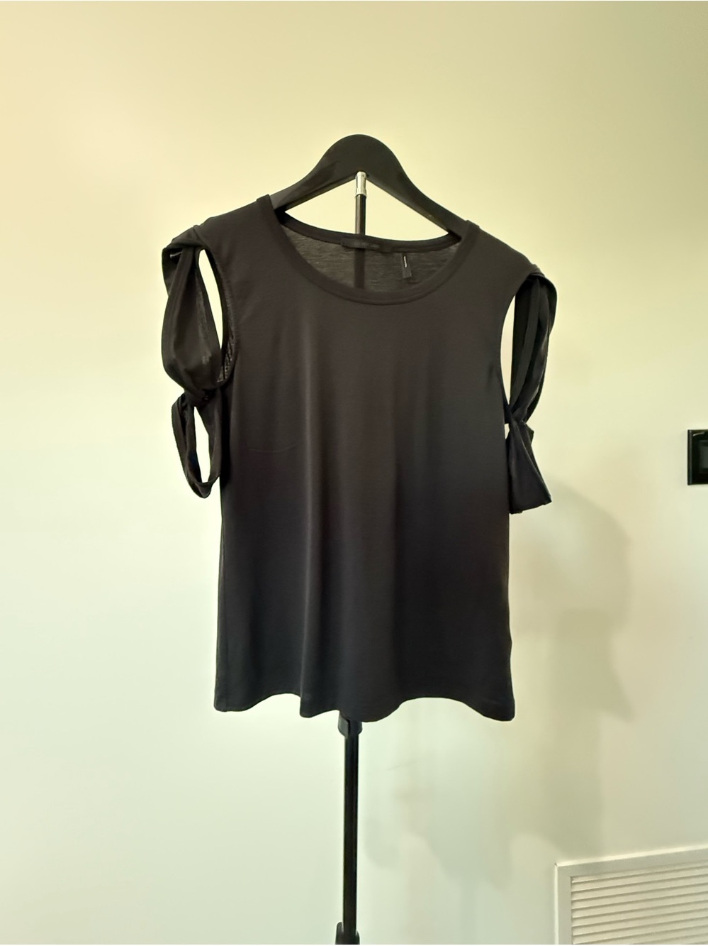 EUC Helmut Lang Black Short Sleeve Tee with Shoulder and Sleeve Cutouts